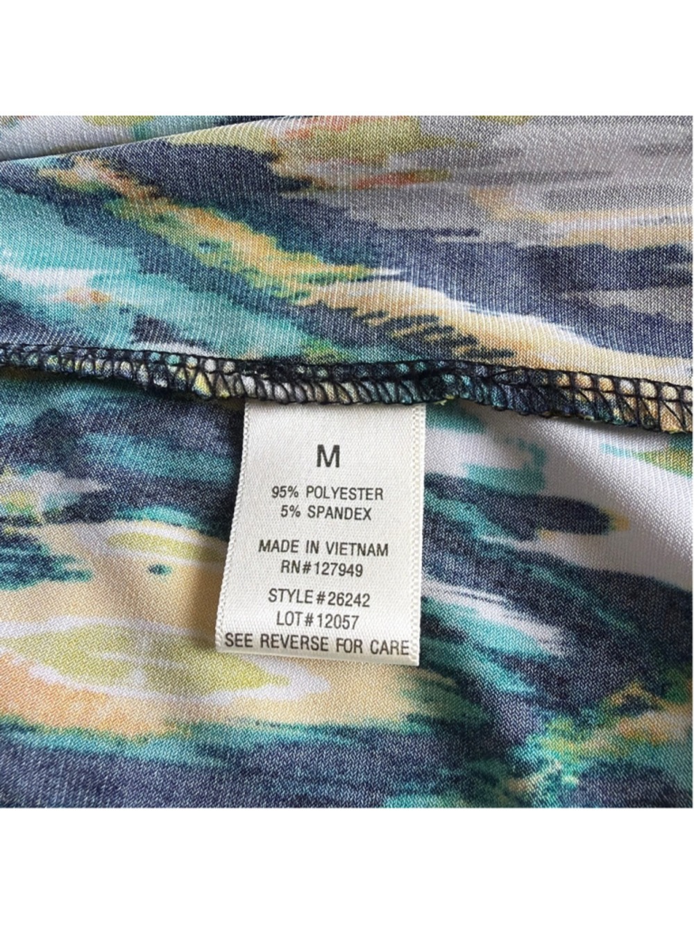 Women's Emma & Michele Green Yellow Abstract Long Sleeve Wrap Dress M #0061 - Picture 4 of 7